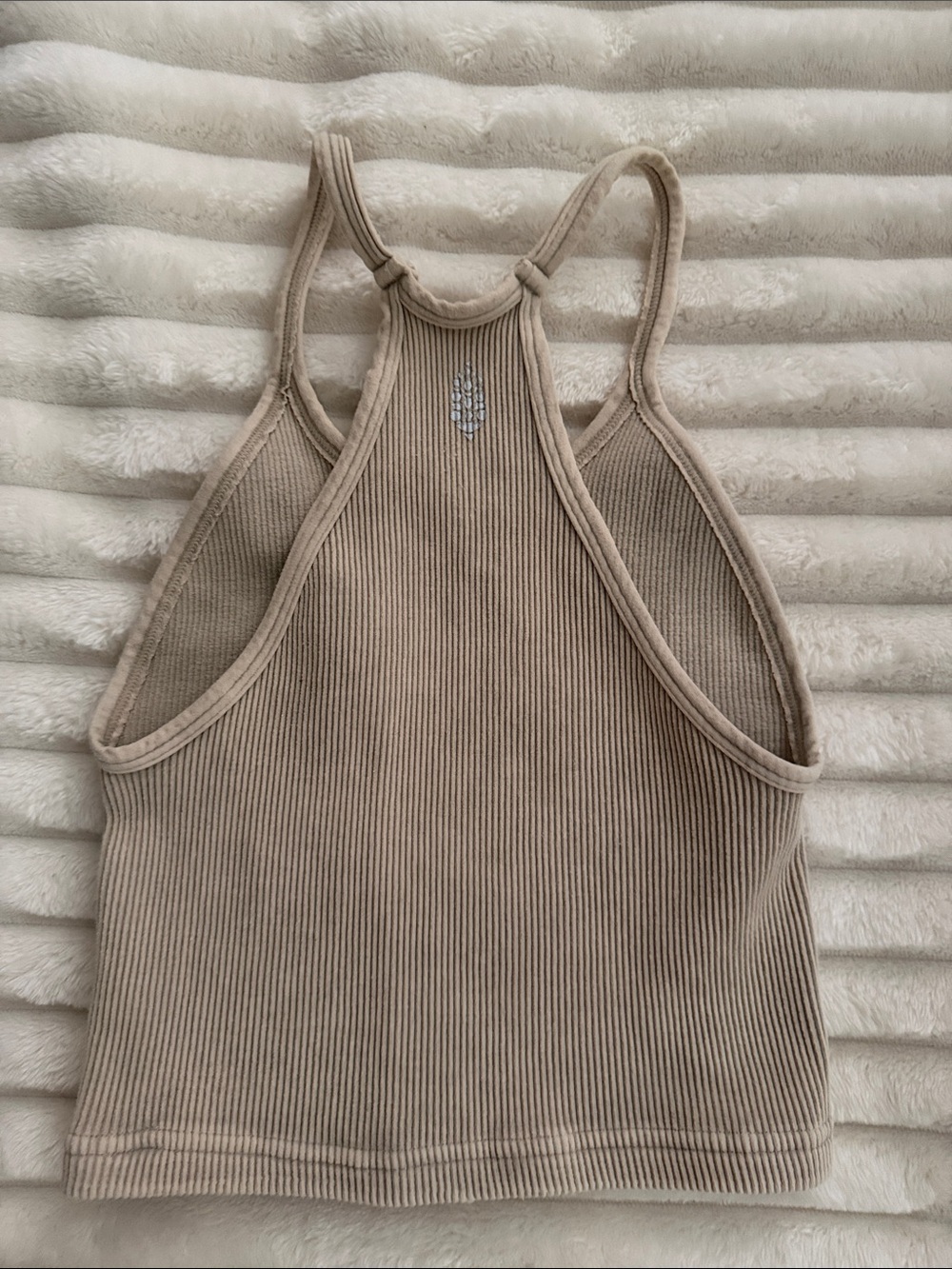 Free People Taupe Ribbed Racerback Crop Tank